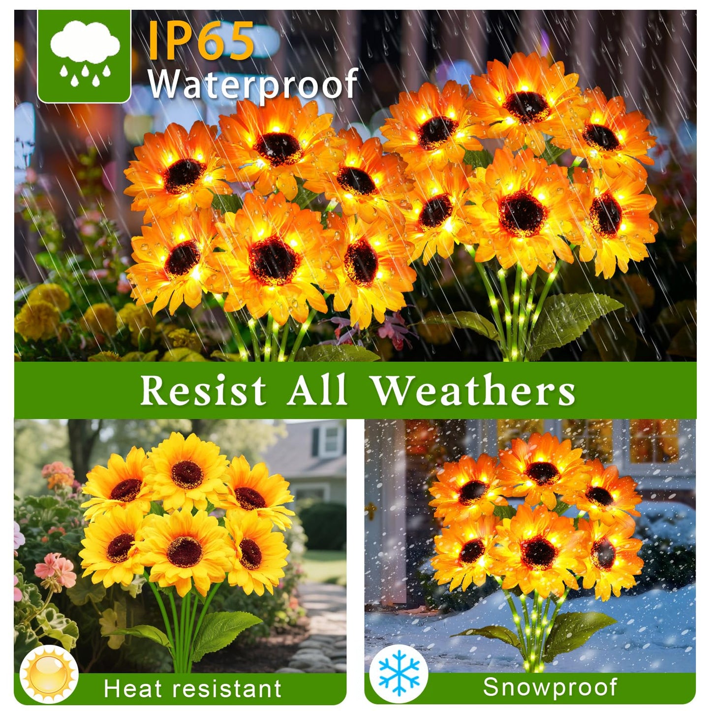Solar Garden Lights Outdoor  6 Pack Sunflower Lights With 36 Sunflower  Waterproof 60 Led Garden Fall Decor  Gifts For Mom Grandma  Decorative Solar Flowers For Pathway Patio Yard Flowerbed Decoration