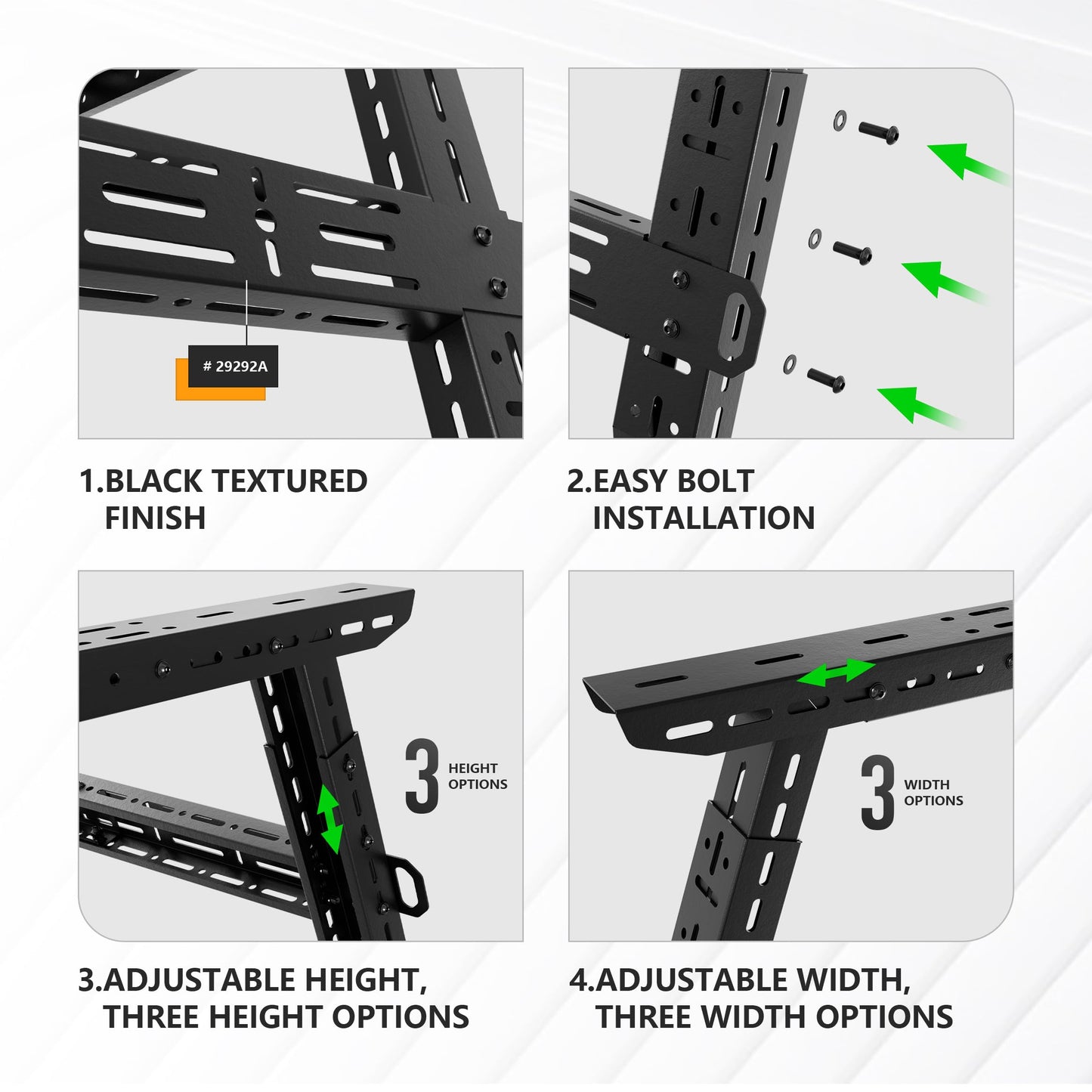YZONA Adjustable 16-24.8" High Truck Cargo Rack Bed Racks Cargo Carrier with 2 LED Lights Compatible with Silverado/Sierra/Ram/Tacoma/Tundra/Titan/Frontier/Canyon/Gladiator JT/Ford F-Series