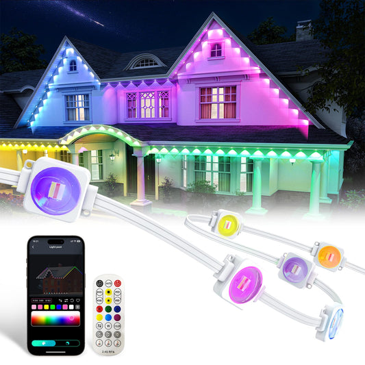Mimirgb Permanent Outdoor Lights 16Ft Rgb Ic Outdoor Lights With 10 Led Lights For House Roof Christmas Holiday Party Daily Lighting Ip67 Waterproof Eaves Light With Multi Scene Modes For Halloween