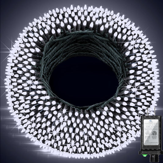 1500 Led 470Ft Christmas String Lights  12 Modes And Timer Memory Dimmable  Plug In Outdoor Waterproof Dark Green Wire Twinkle Fairy Light For For Xmas Yard Tree Wedding Party Outside Decor Cool White