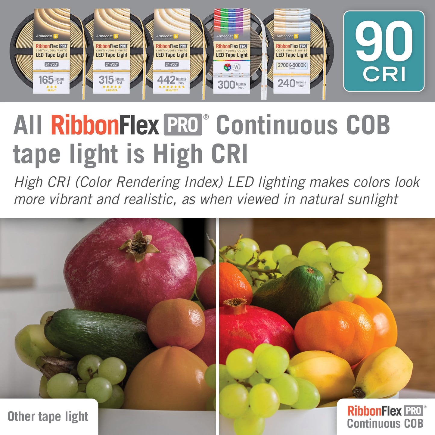Armacost Lighting Ribbonflex Pro Cob  24V  5000K  315 Lumens/Ft  Ip20  5M 172430