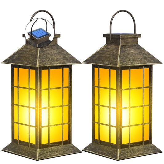 Anyperfect 2 Pack 13 Patina Solar Lantern With Flickering Flame Candle | Outdoor Waterproof Hanging Lanterns  Metal & Glass Solar Lights For Garden Decoration  Rustic Outdoor Gifts For Mom