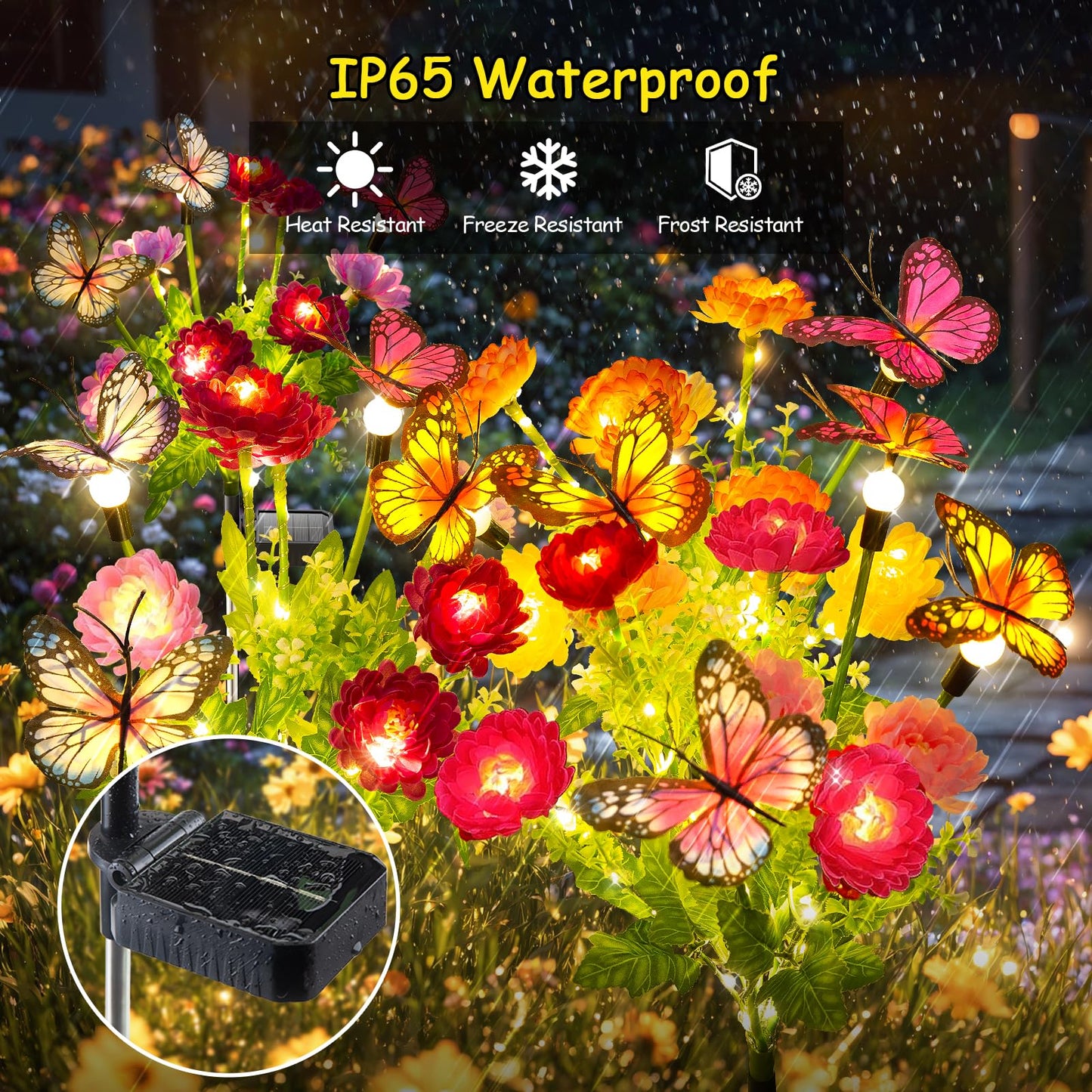 Garpar Solar Garden Lights  6 Pack Swaying Solar Lights With 18 Butterflies & 42 Blooming Flowers  Solar Flowers Lights Outdoor Waterproof  Solar Outdoor Lights For Yard Patio Garden Decor  Gift