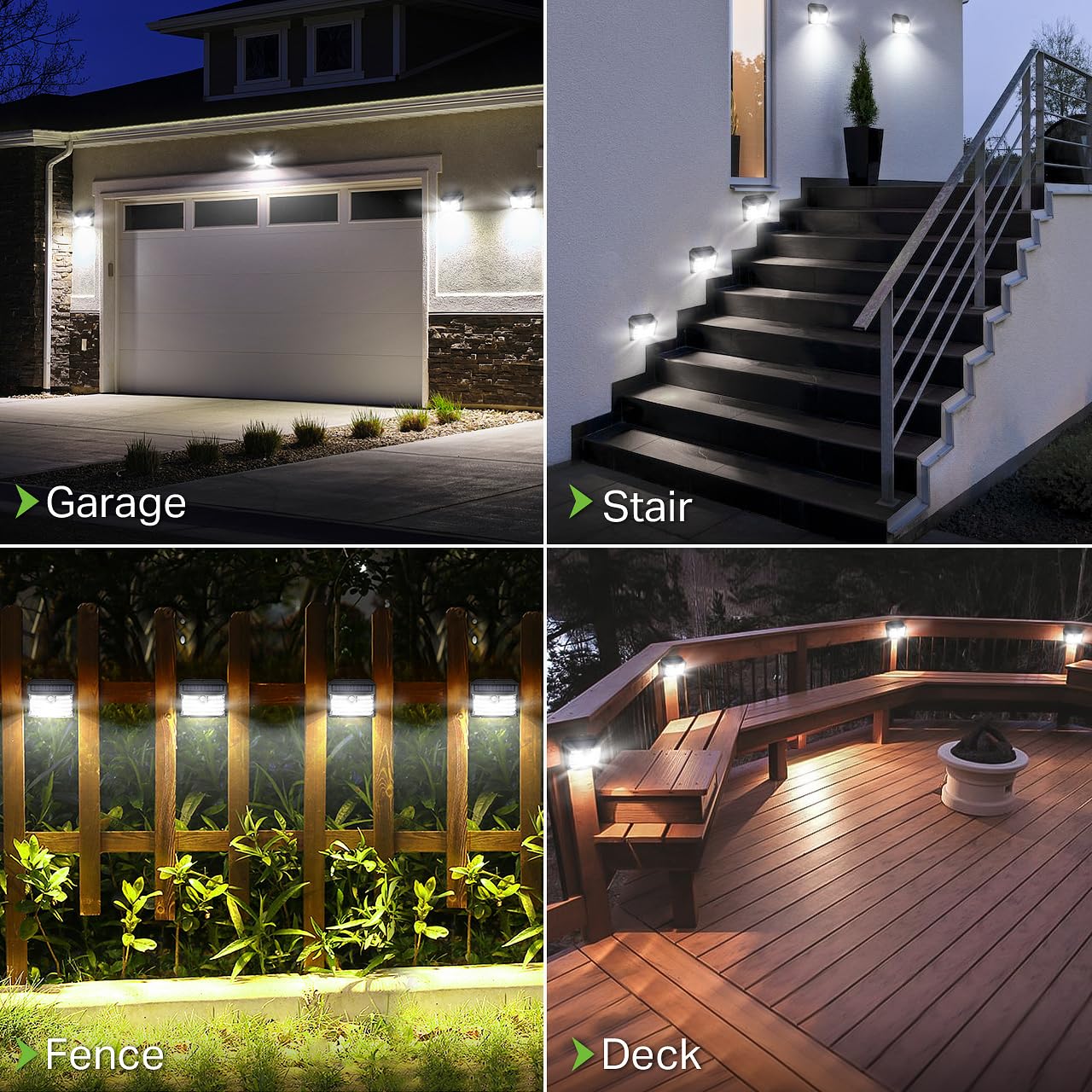 CLAONER Solar Motion Sensor Lights, 126 LED, IP65 Waterproof, 3 Modes, 8 Pack, Cool White, Model SL128AB-US