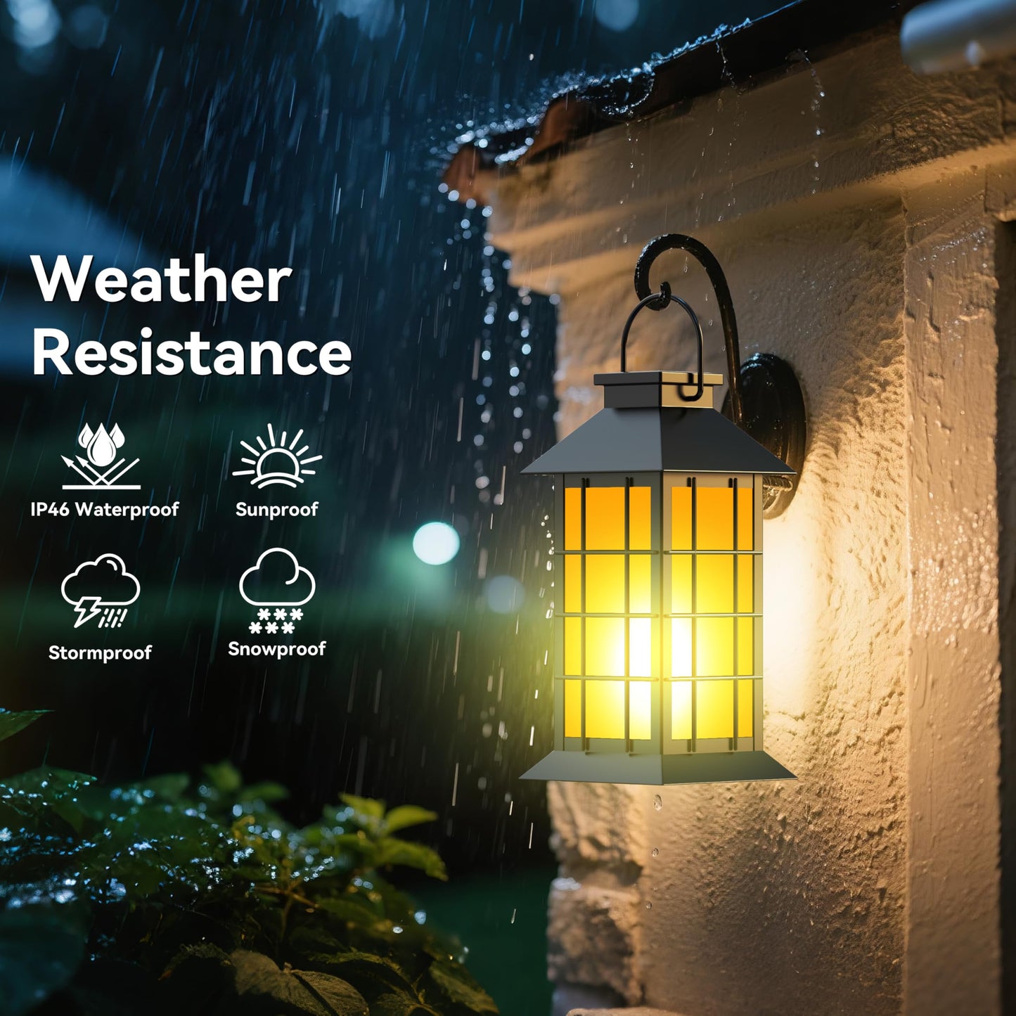 Anyperfect 2 Pack 13 Black Solar Lantern With Flickering Flame Candle | Outdoor Waterproof Hanging Solar Lanterns  Metal & Glass Lights For Garden Decoration  Rustic Gifts For Mom