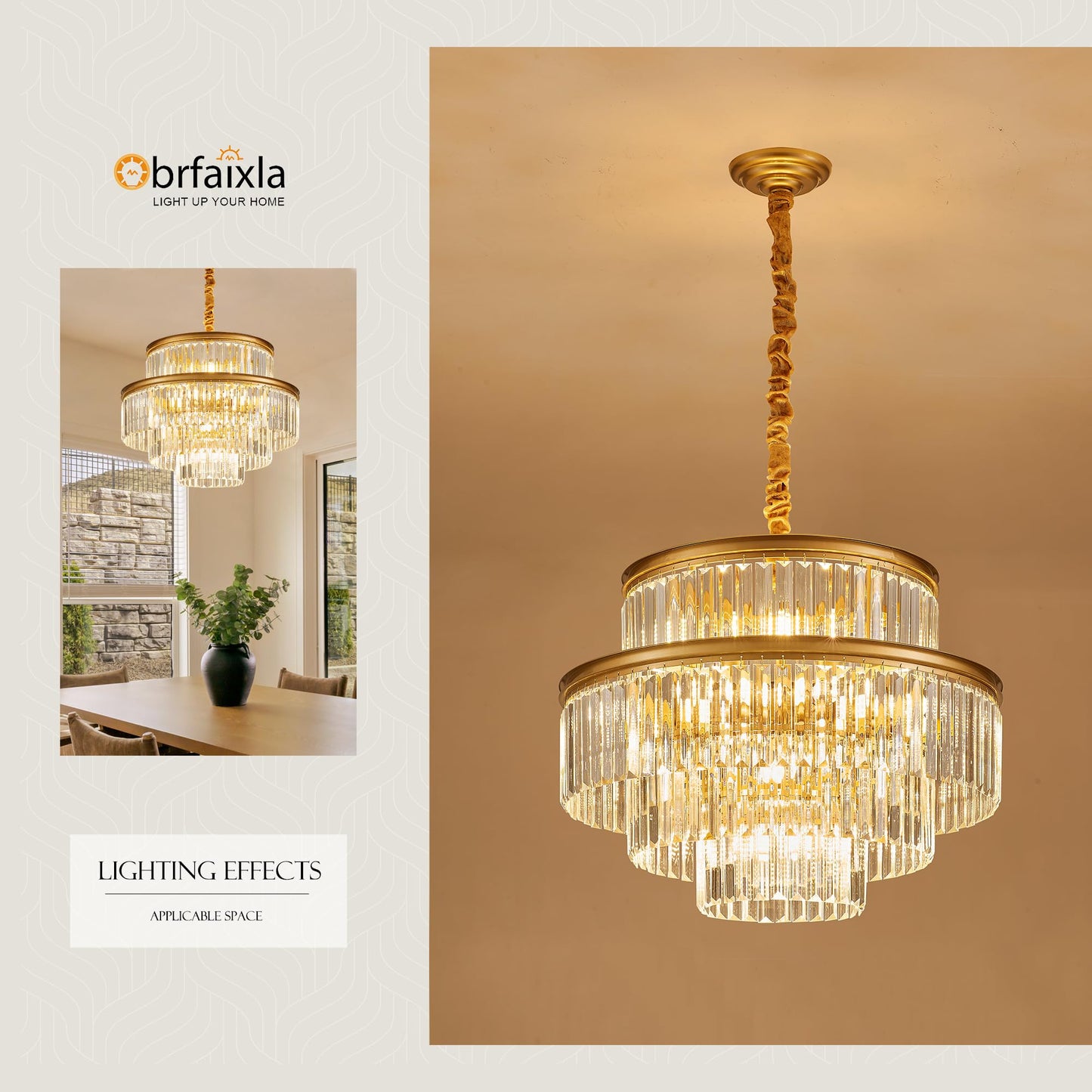 Brfaixla 21.6 14-Light Modern Crystal Chandelier Light Fixtures 4-Tier Gold stylish Chandeliers For Dining Room Round Hanging Pendant Lighting For Living Room Kitchen Entryway Bedroom Foyer Hallway