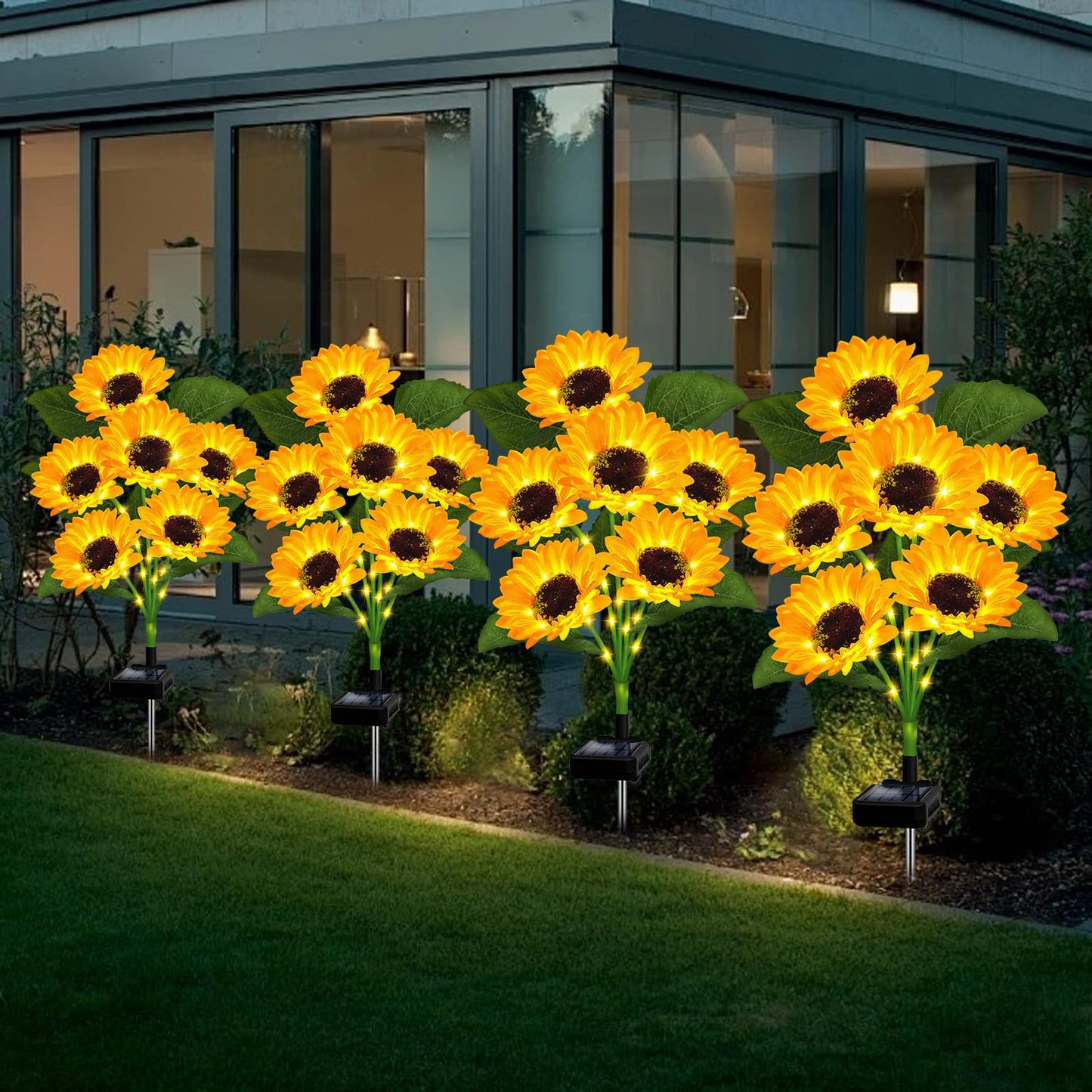 Solar Garden Lights Outdoor  6 Pack Sunflower Lights With 36 Sunflower  Waterproof 60 Led Garden Fall Decor  Gifts For Mom Grandma  Decorative Solar Flowers For Pathway Patio Yard Flowerbed Decoration