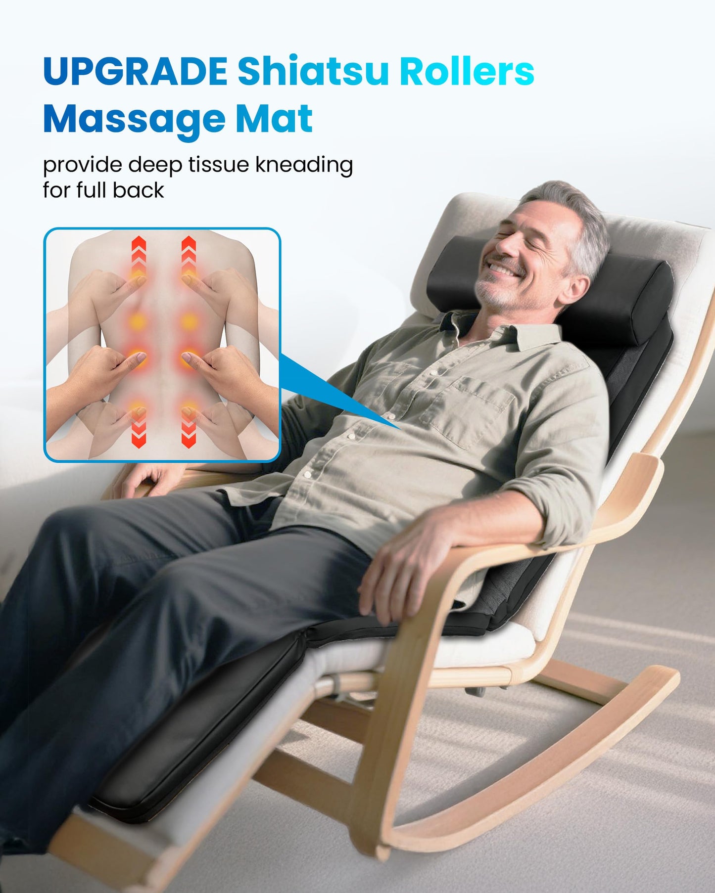 COMFIER Shiatsu Full Body Massage Mat with Heat, Back Massage Pad for Pain Relief Deep Tissue Kneading & Vibration Heating Chair Massager for Recliner, Sofa, Bed