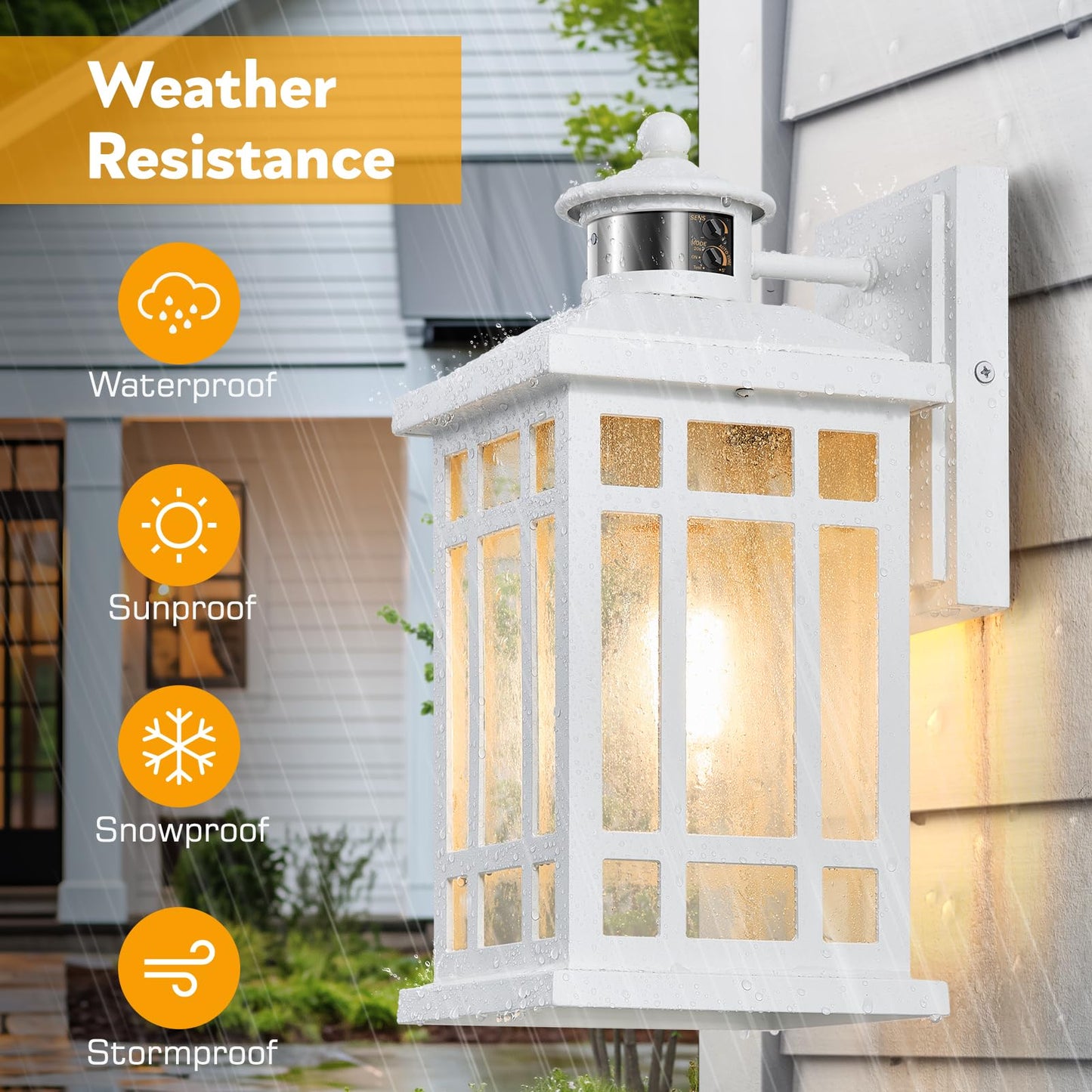 Opaxis White Dusk To Dawn Outdoor Lighting  Modern Exterior Lighting Fixtures With Motion Sensor 4 Modes  Patio Lights Outside Waterproof For House  Garden  Front Porch  Brightness Distance Adjustable