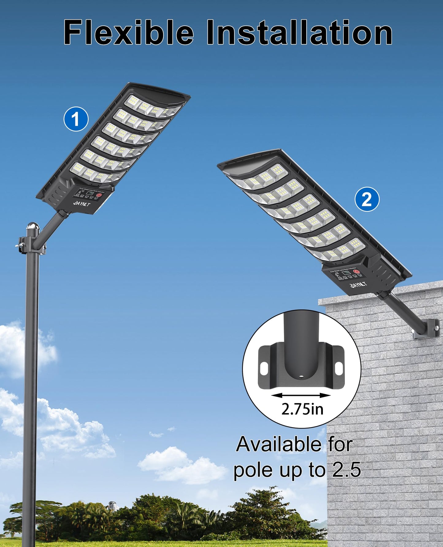 Jaynlt Solar Lights Outdoor  5 Lighting Modes Solar Flood Security Light With Motion Sensor & Dusk To Dawn&Remote  7000K Street Lamps For Yard  Entryway Garage - 4Pack