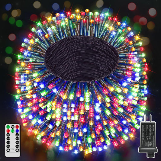 Ccinny 394Ft 1200 Led Christmas Lights Outdoor  Christmas Tree Lights Plug In  8 Modes Twinkle String Lights For Bedroom Wedding Party Holiday Xmas Home Decorations Multicolored