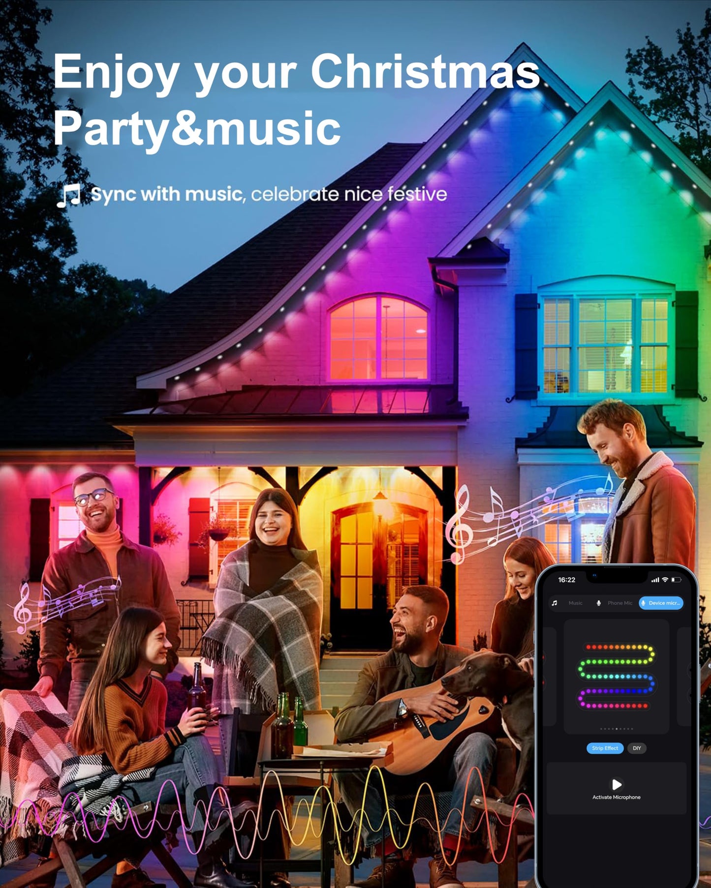 Seyxicnor Permanent Outdoor Lights For House  100Ft 60Led Smart Rgbw+Ic Outdoor Christmas Lights With App/Remote Control  Diy Scene  Ip67 Waterproof Under Eaves Lighting For Holiday & Daily Decor