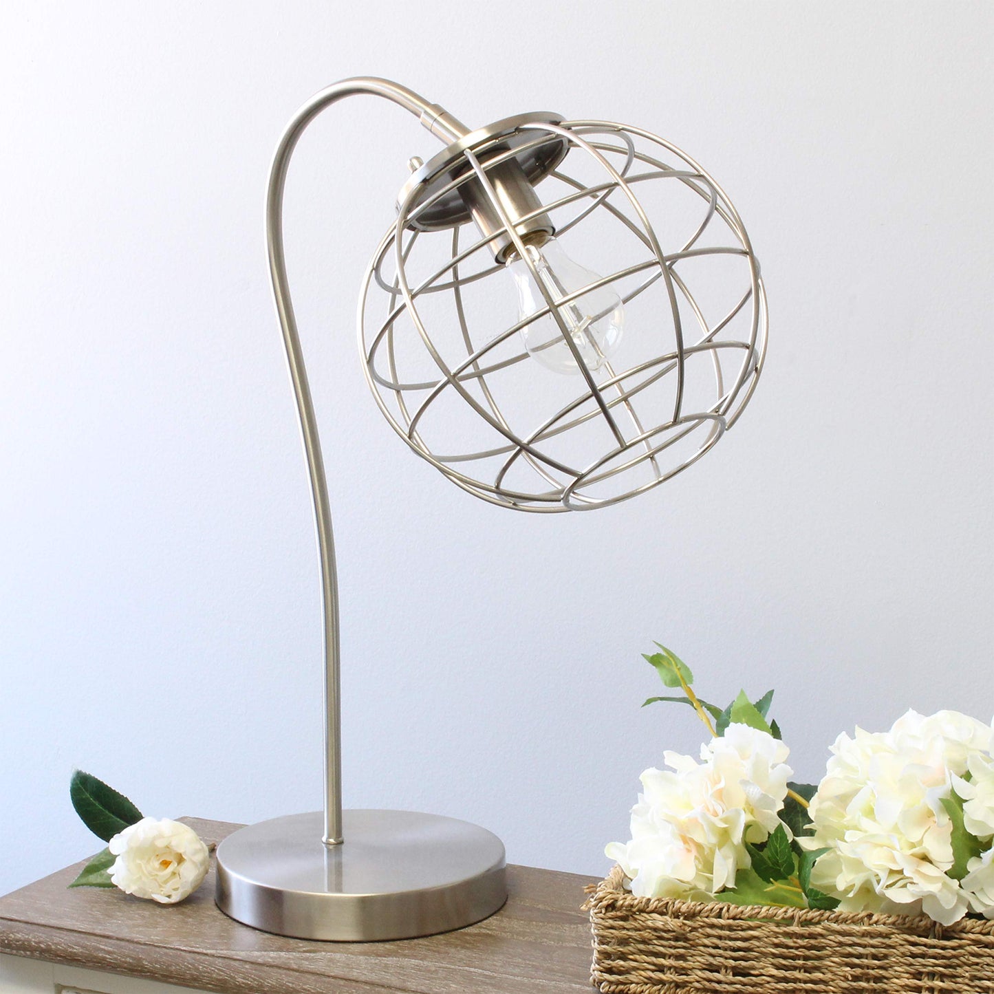 Elegant Designs LT2068-BSN Metal Table Desk Lamp, Brushed Nickel Finish