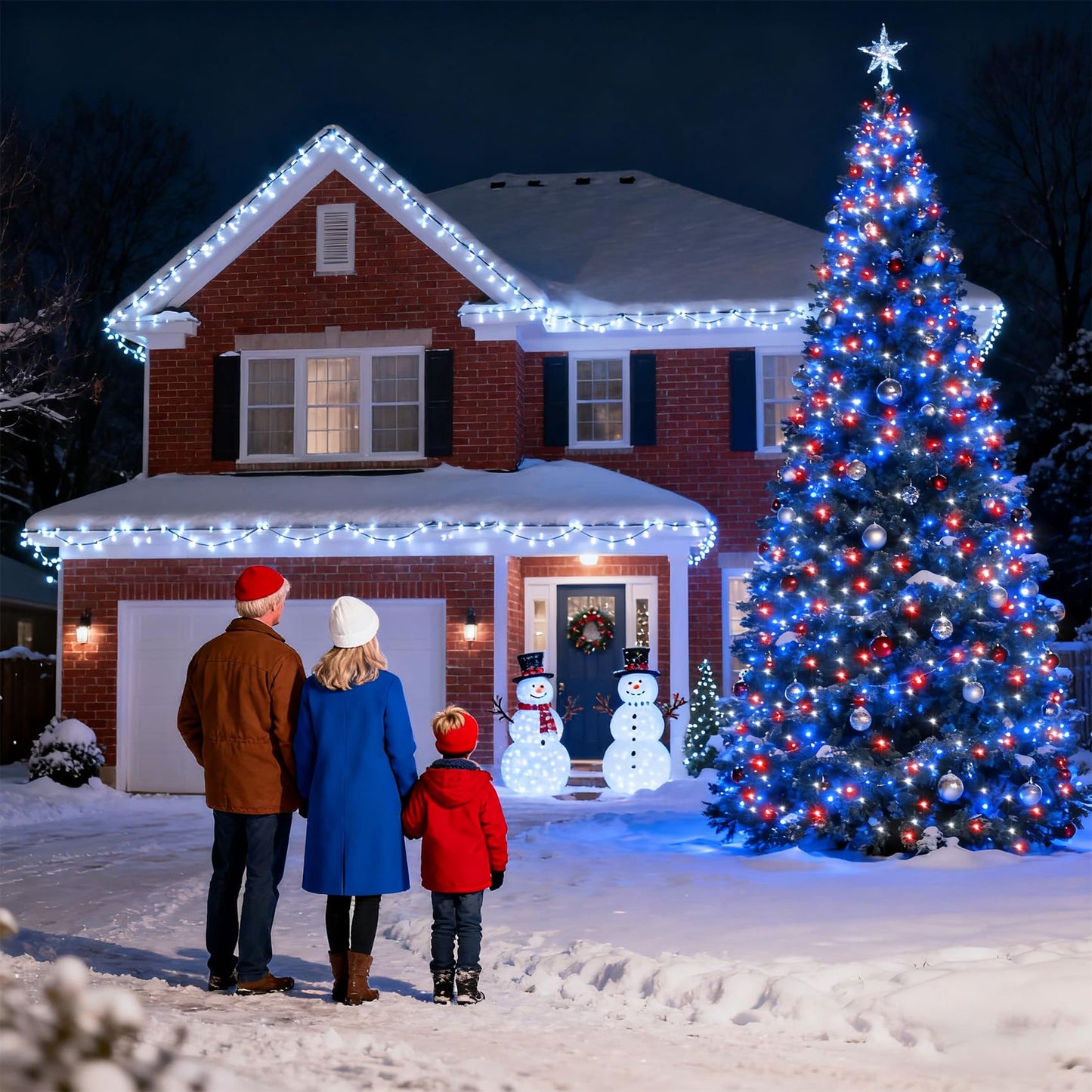 750 Led Christmas String Lights Outdoor  240Ft Twinkle Fairy Lights With Timer & Memory  12 Modes Dimmable Waterproof Tree Light For House Wedding Party Christmas Decororations  Red White & Blue