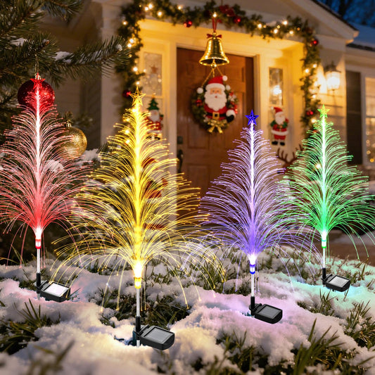Topvelo 6 Packs Christmas Tree Solar Garden Light With Multi-Colored Change  Auto On/Off Outdoor Yard Light  Solar Lighting For Garden  Porch  Christmas And Festival Decoration (S_Size)