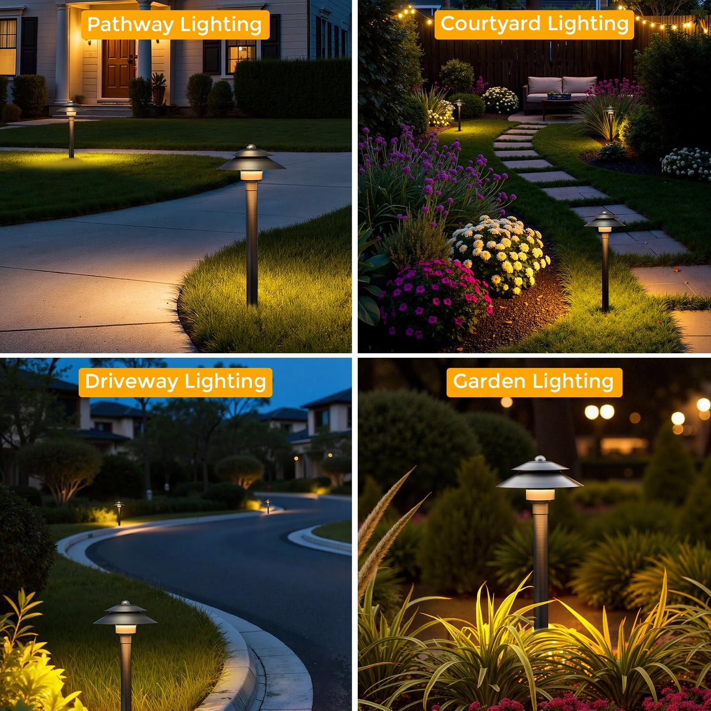 Gardencoin Solid Brass Low Voltage Landscape Pathway Lights (6 Shade  19 Tall)  12V Led Heavy Duty Path Lighting Outdoor Wired  Waterproof Antique Bronze Walkway Light Without G4 Bulb 12 Pack
