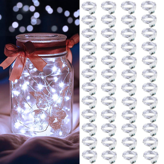 Aikei 100 Pack Led Fairy Lights Battery Operated  Mini String Lights Waterproof 7Ft 20 Led Firefly Starry Lamps 3 Lighting Modes For Wedding Party Bedroom Garden Halloween Christmas Decoration White
