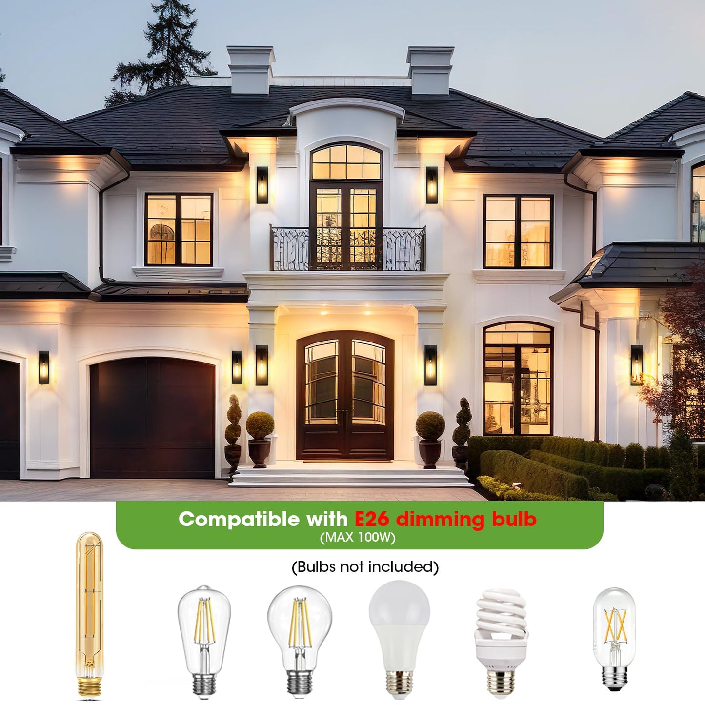 Criry 15.3 Large Motion Sensor Outdoor Wall Lights 2Pack  Dusk To Dawn Porch Lights Outdoor Wall Sconces 3 Lighting Modes Black Exterior Lighting Fixtures For House Garage Bulb Not Included