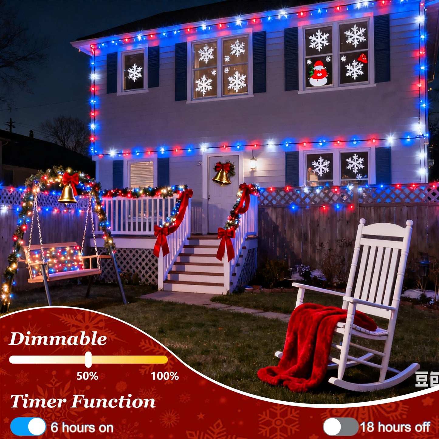 750 Led 240Ft Christmas String Lights Outdoor With 12 Lighting Modes  Green Wire Christmas Lights With Timer & Dimmable  Waterproof Plug In Fairy Lights For Room Party Home Xmas  Red White & Blue