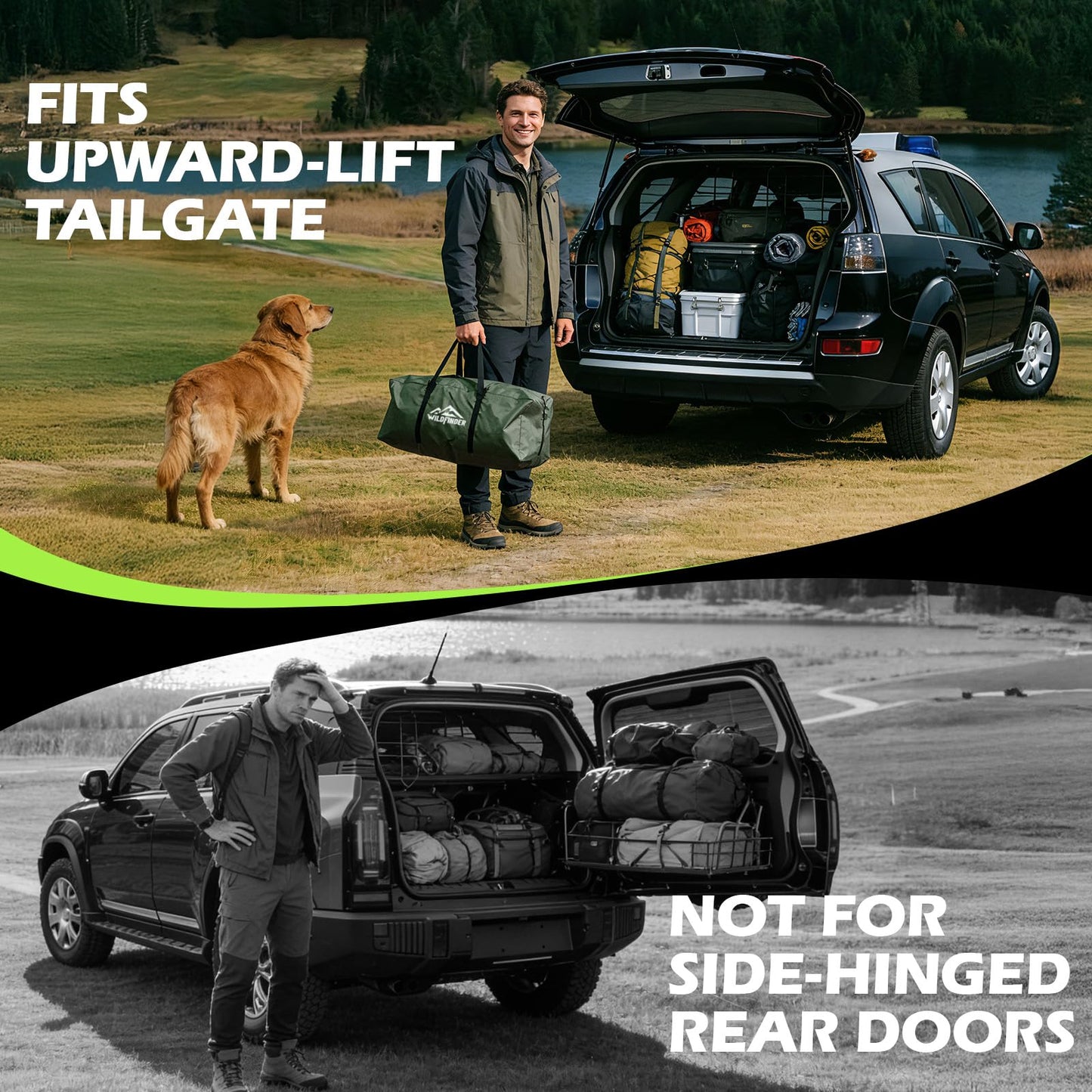 SUV Tent for Camping with Rainfly, Waterproof PU3000mm Double Layer Design, Car Tents for Camping SUV, SUV Tailgate Tent for Outdoor with Storage Bag, for SUV Van, Jeep, Pickup 8'W x 8'L x 7.2'H
