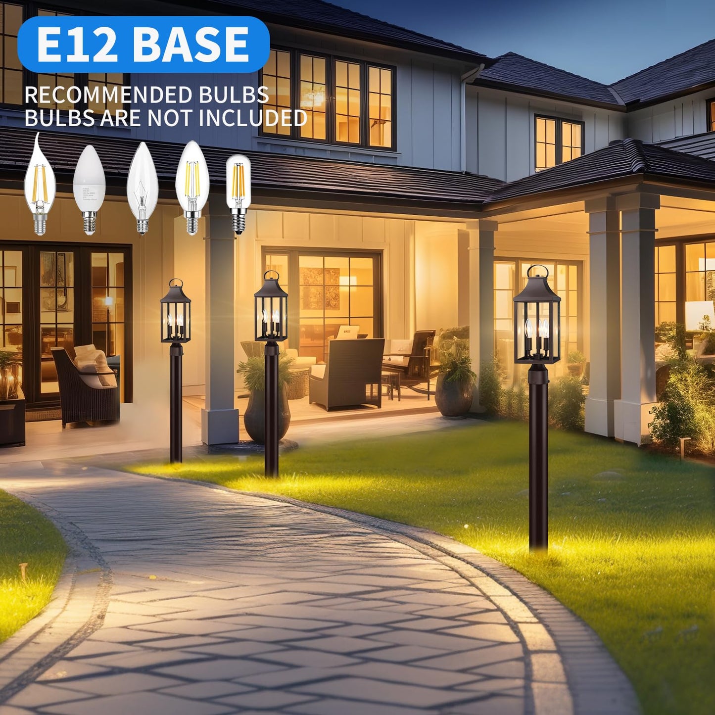 Myhxq 18.62 Post Light Outdoor  Large 3-Light Lamp Post Light Fixture  Modern Pillar Outside Lighting Waterproof Post Lantern Lamp Outdoor Post Light Fixtures Pole Lights For Porch  Brown  1 Pack