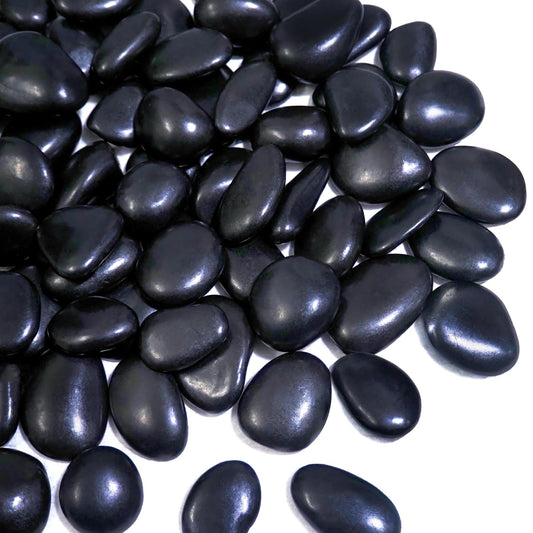10lbs River Rocks, 1-2Inch Decorative Ornamental Natural Pebbles for Garden Couryard Landscaping Stones, Gravel Filler for Fish Tank,Vases,Home Decor,Aquariums,Animal Habitat, Black