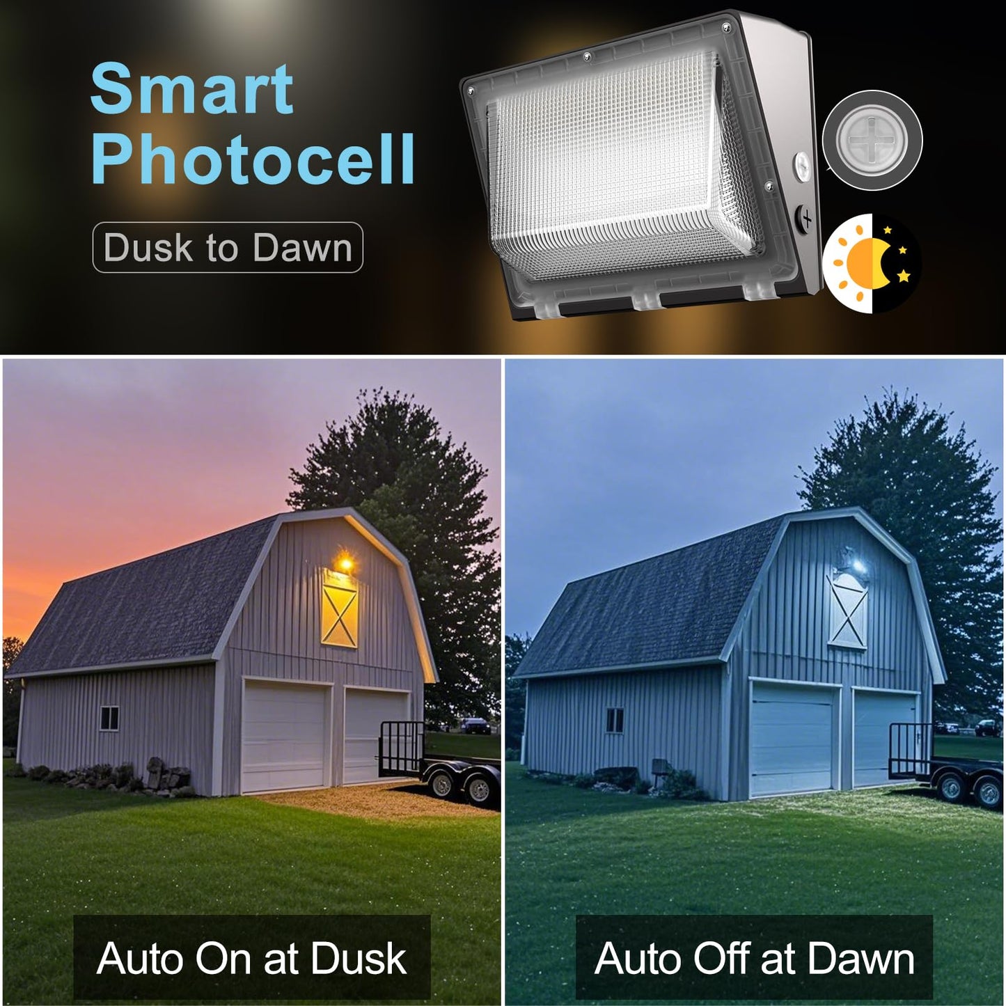 Lightdot 2Pack 250W Led Wall Pack Lights  100-277V Dusk To Dawn Photocell | 37500Lm(150Lm/W) 5000K Ip65 Outdoor Exterior Lighting Fixture  Energy Saving  Etl | 5-Yrs Warranty(Height:20~40Ft)