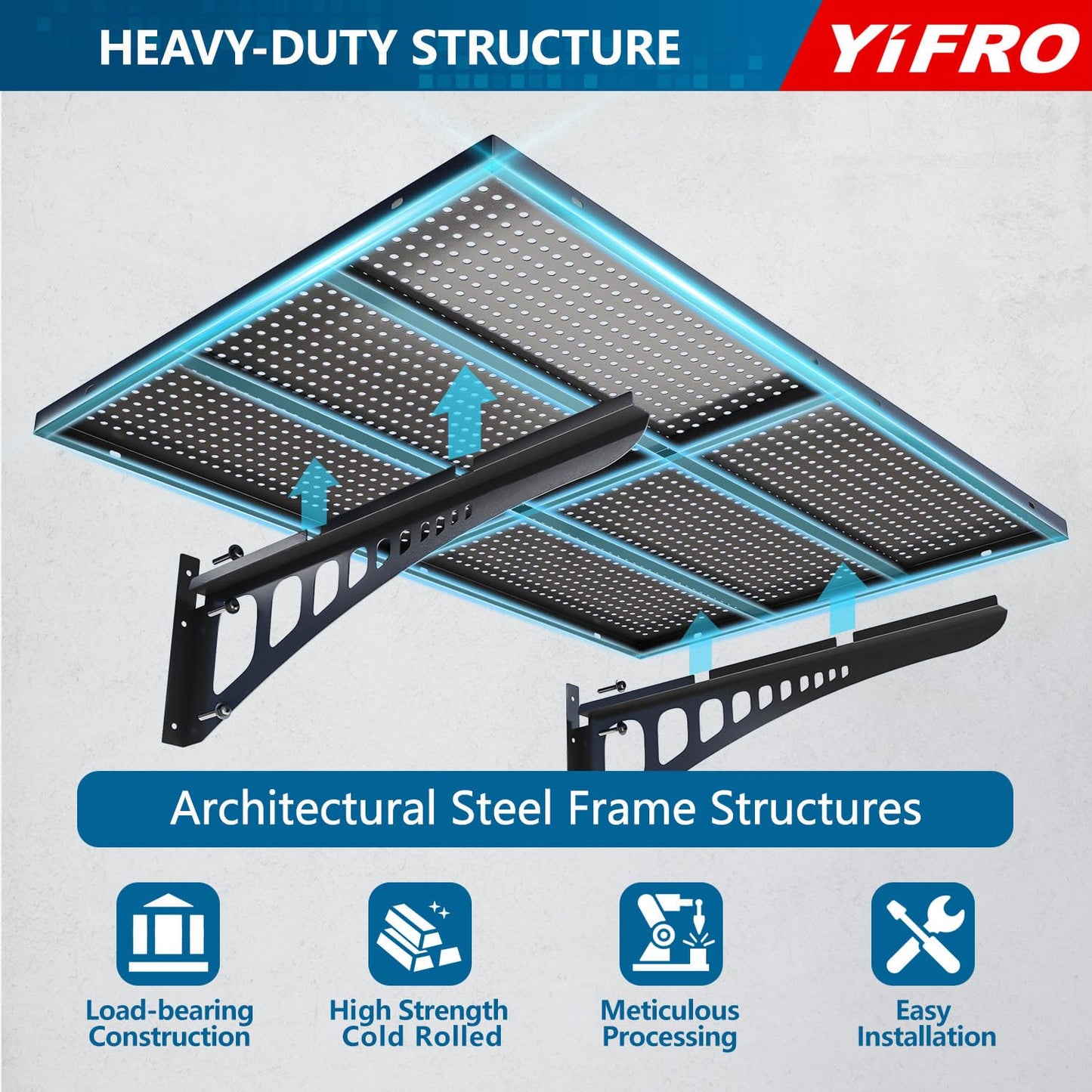 YIFRO 2-Pack 2x3ft Heavy Duty Garage Wall Shelving, 500 lbs Load Capacity, Garage Shelving Wall Mounted, Garage Storage Rack with Hooks, Black