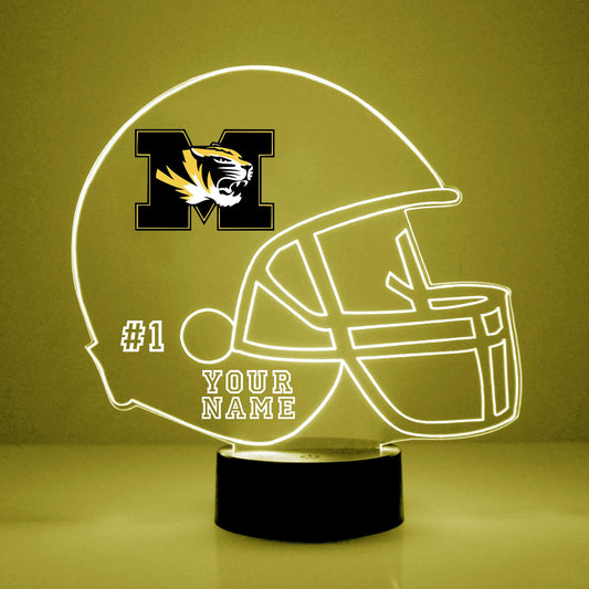 Custom University Of Missouri (Mizzou) Tigers Football Helmet Led Sign Night Light Lamp With Remote  Personalized Name  Text  Officially Licensed From The Clc By Mirror Magic Gifts  Made In The Usa