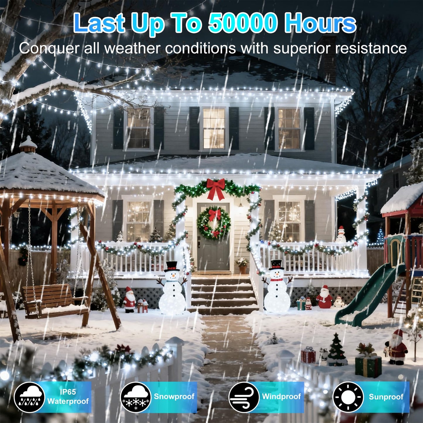 750 Led 240Ft Christmas String Lights Outdoor  12 Pro Modes And Timer Memory & Brightness  Plug In Outdoor Waterproof Clear Wire Twinkle Light For For Xmas Yard Tree Wedding Party Decor (Cool White)