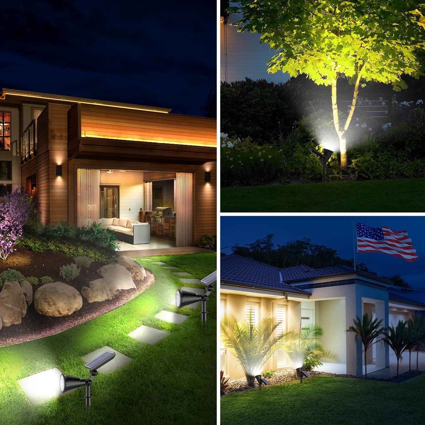 Apomao Solar Lights Outdoor Waterproof  36 Leds Adjustable Solar Spot Lights Outdoor  2-In-1 Solar Powered Spotlight Landscape Lighting For Tree  Garden  Yard  Pathway- 3 Pack (Cool White)