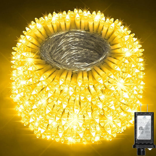 750 Led 240Ft Christmas String Lights Outdoor  12 Pro Modes And Timer Memory & Brightness  Plug In Outdoor Waterproof Clear Wire Twinkle Light For For Xmas Yard Tree Wedding Party Decor (Warm White)
