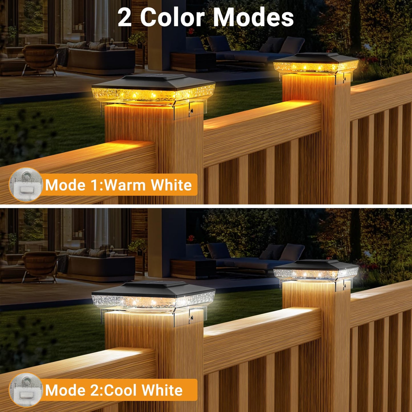 Btfarm 4X4 Solar Post Cap Lights Outdoor  16 Pack Deck Fence Post Lights Solar Powered  2 Lighting Modes 16 Led Waterproof Outside Light Fit 3.5X3.5 4X4In Wooden/Vinyl Posts  Black