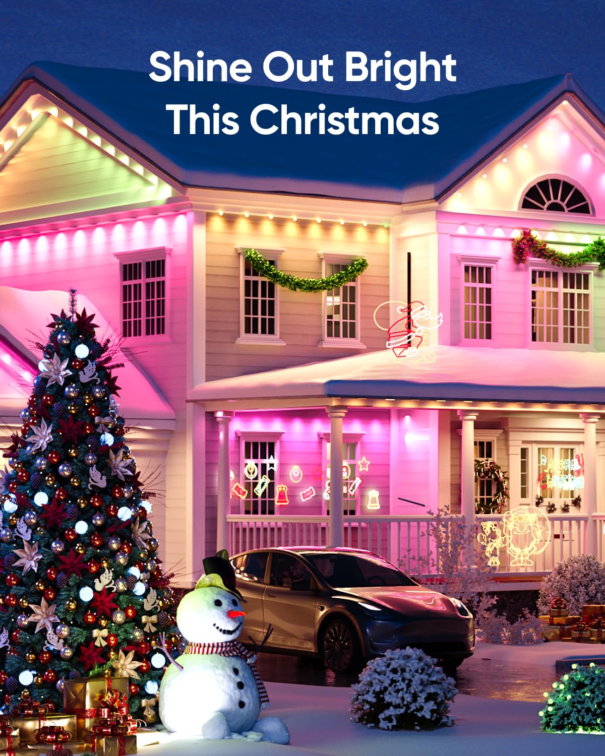 Eufy Permanent Outdoor Lights E22  50Ft With 30 Triple-Led Lights  Smart Rgbww For Christmas  Daily And Holiday  Ip67 Waterproof  Ai Lighting Themes For Christmas Decorations  Links With Cameras