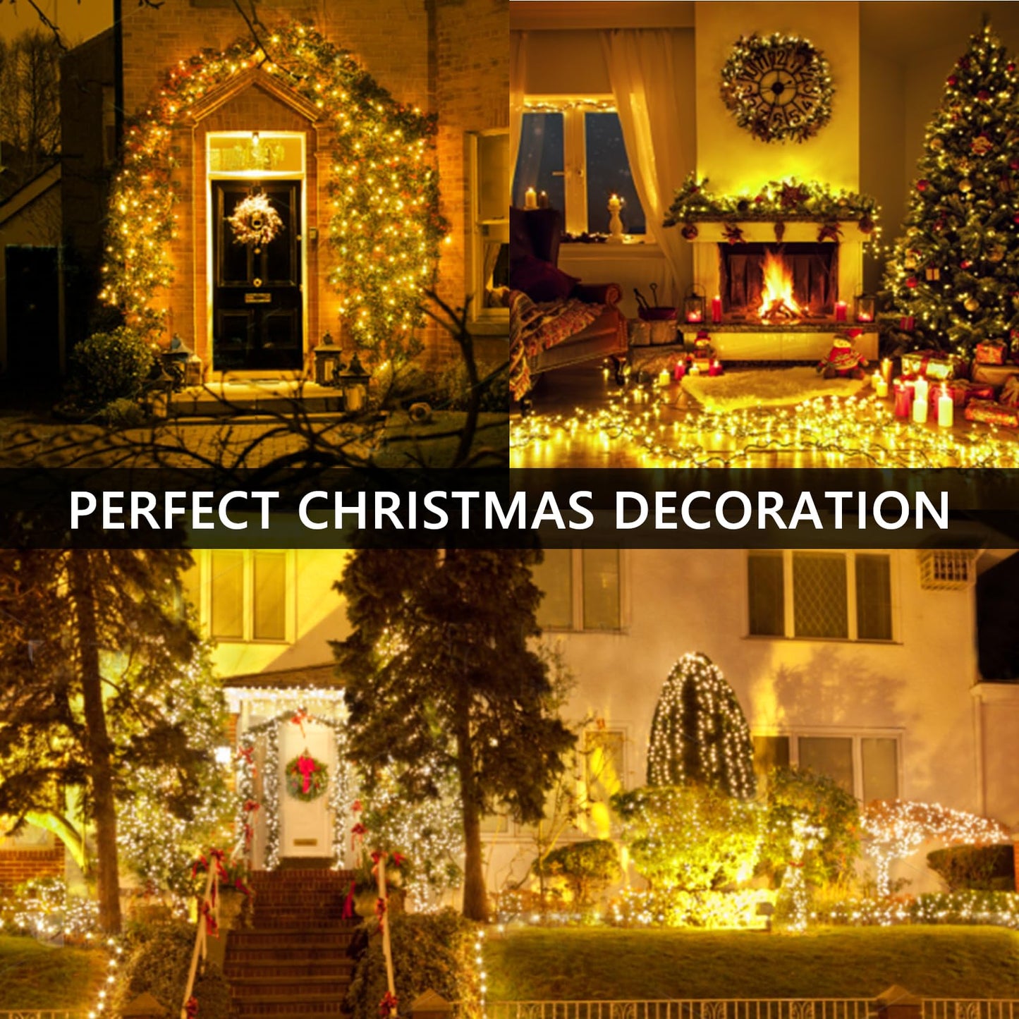 100Ft 2000 Led Cluster Christmas Lights  Christmas Tree Lights Outdoor Indoor With 8 Modes & Timer & Remote  Fire ers String Lights Waterproof For Garland Party Xmas Decorations  Warm White