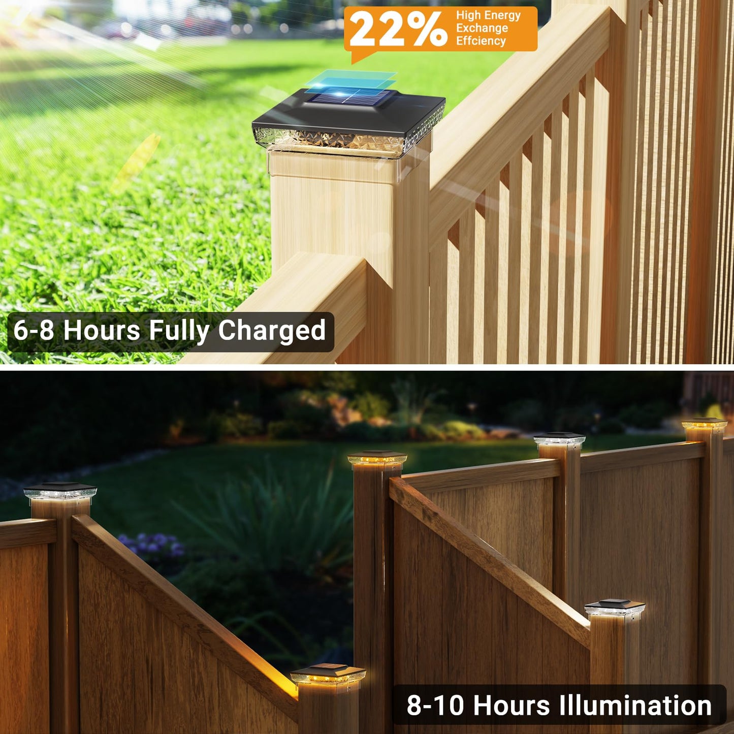 Btfarm 4X4 Solar Post Cap Lights Outdoor  2 Modes 16 Led Deck Fence Post Lights  6 Pack Waterproof Solar Powered Lighting Outside Fit 4X4 3.5X3.5 Wooden/Vinyl For Porch Patio Garden  Black
