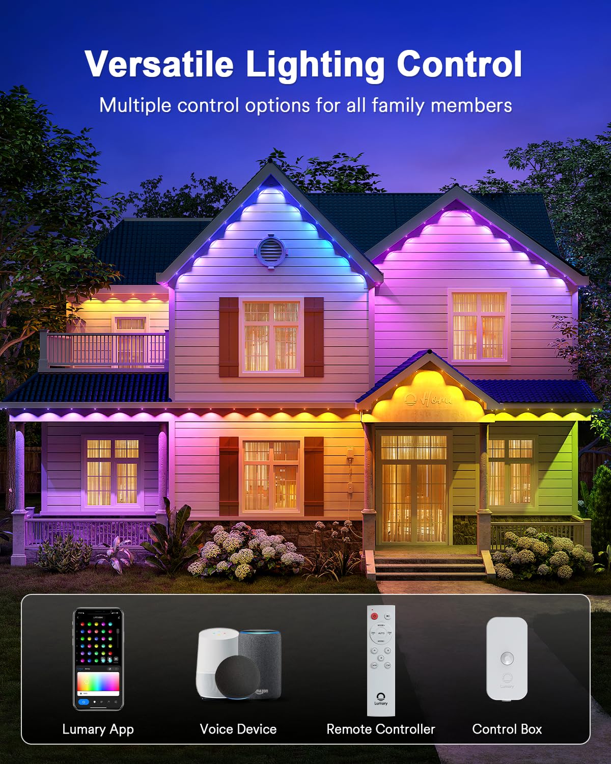 Lumary Permanent Outdoor Lights Max  105Ft With 80 Led Eave Lights 4800Lm  Rgbaicw Smart Outdoor Lighting Ip67 Waterproof  Scene Modes For Daily And Accent Lighting  Works With Alexa/Google Assistant