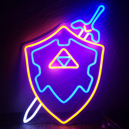 Heliwey Neon Sign decorative replica cutting edge & Shield LED Light Cool Game Room Decor 1 decorative replica cutting edge Shield Multi-Color