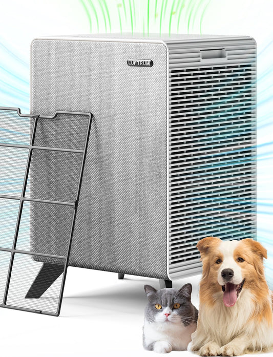 LUFTRUM Air Purifiers for Home Large Room Up to 2250 ft² - Remove 99% of Smoke Allergies Pet Dander Odor - Dual 3-Stage Filter of Washable Filter and with AQI, Auto Mode, Sleep Mode,