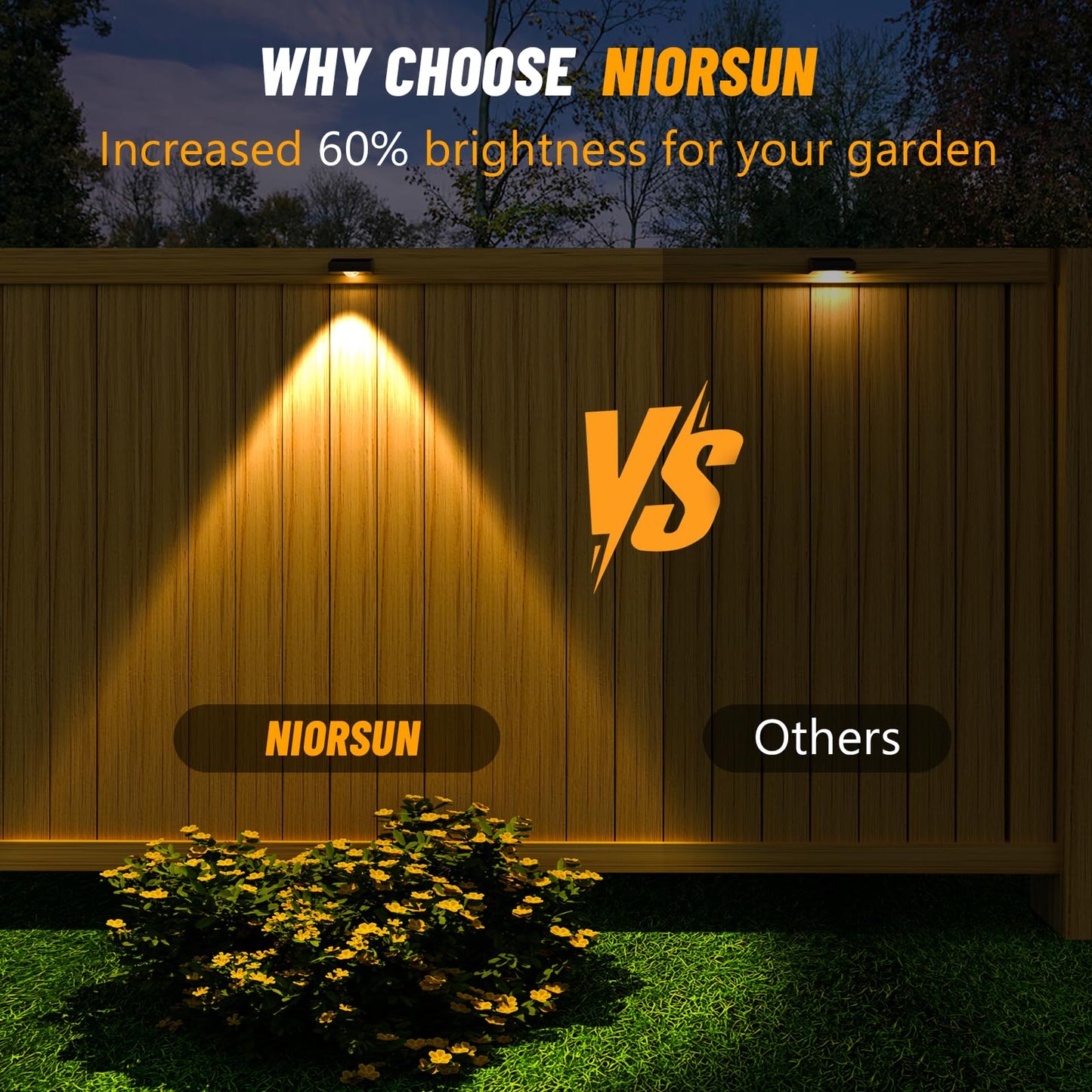 Niorsun Solar Fence Lights Outdoor Waterproof Warm & Cool White Rgb 12 Pack Led Spot Lens Deck Lights 9 Mode Solar Powered Wall Lighting Decor For Outside Patio Step Backyard Railing Pool Black