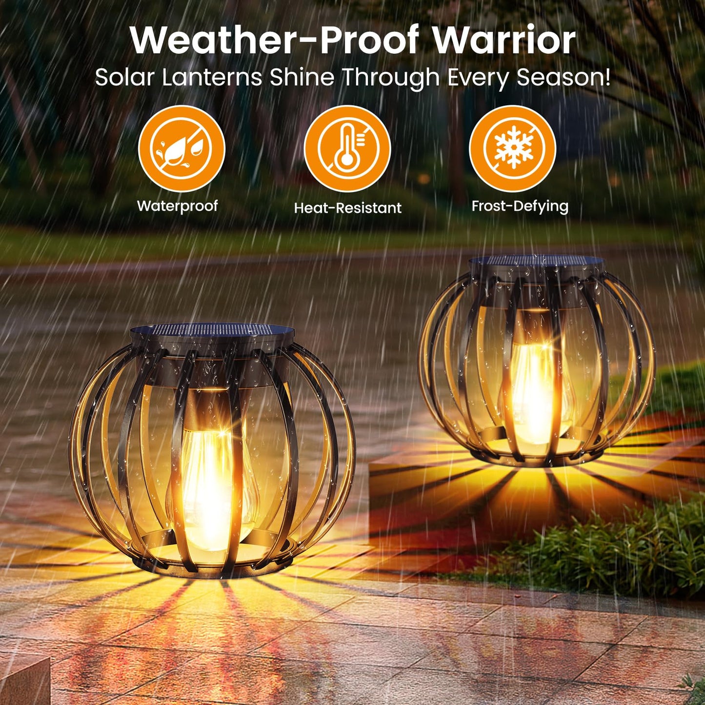 Aounq Solar Lanterns Outdoor Waterproof 4 Pack  Upgraded Metal Hanging Solar Lights For Outside With Auto On/Off & Hook - Brighter Hanging Outdoor Lanterns Decorative Lighting For Garden Patio Yard