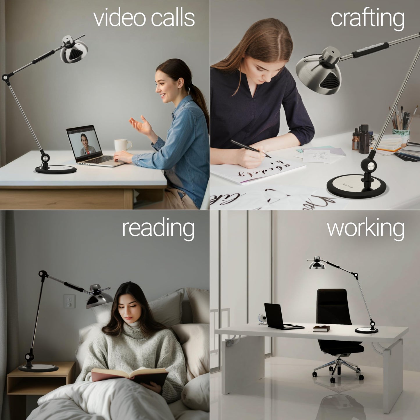 OTUS LED Desk Lamp, Gesture Control, Adjustable Swing Arm, Large, Space Grey, Model DL-001