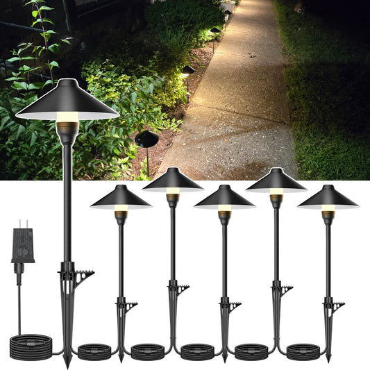 Neymlya Low Voltage Pathway Lights With Timer  Plug In Landscape Path Lights 4H/6H/8H Timing  3000K Led Landscape Lighting Ip65 Waterproof Etl Listed  Set Of 6 Lights Total 18W  Non-Hardwired