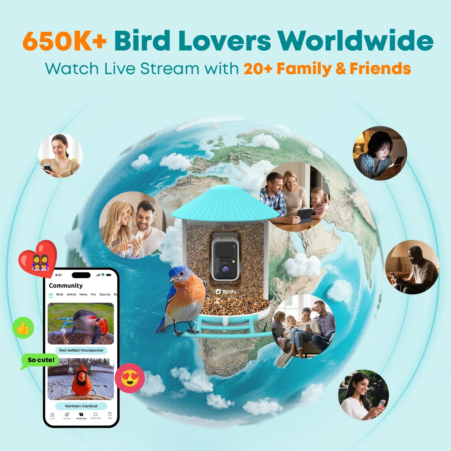 NETVUE by Birdfy Smart Bird Feeder with 2K AI Camera, Auto Capture Videos & Motion Detection, Live Steam, Wireless Wildbird Watching, Ideal Gift for Outdoor Backyard Birder(AI by Subscription)