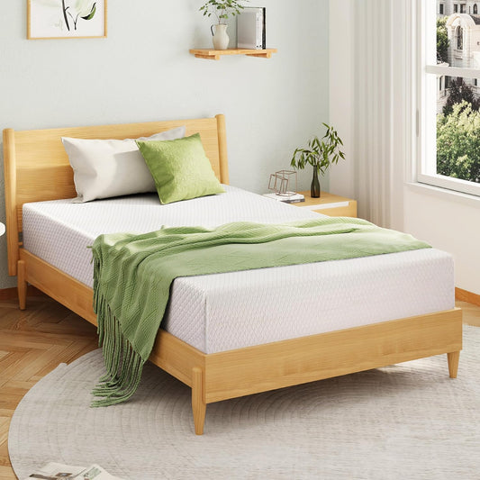 10 Inch Queen Mattress, Memory Foam Mattress in a Box with Cooling Green Tea Gel, Relieve Pressure with Medium Support, CertiPUR-US Certified, 80''L x 60''W, White
