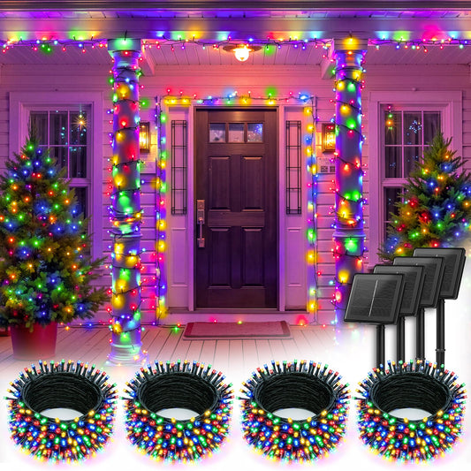 Brightown 4 Pack Solar String Lights Outdoor  Total 288Ft 800 Led Twinkle Fairy Lights Waterproof With 8 Modes Auto On/Off For Patio Tree Garden Party Home Wedding Christmas Decorations (Multicolor)