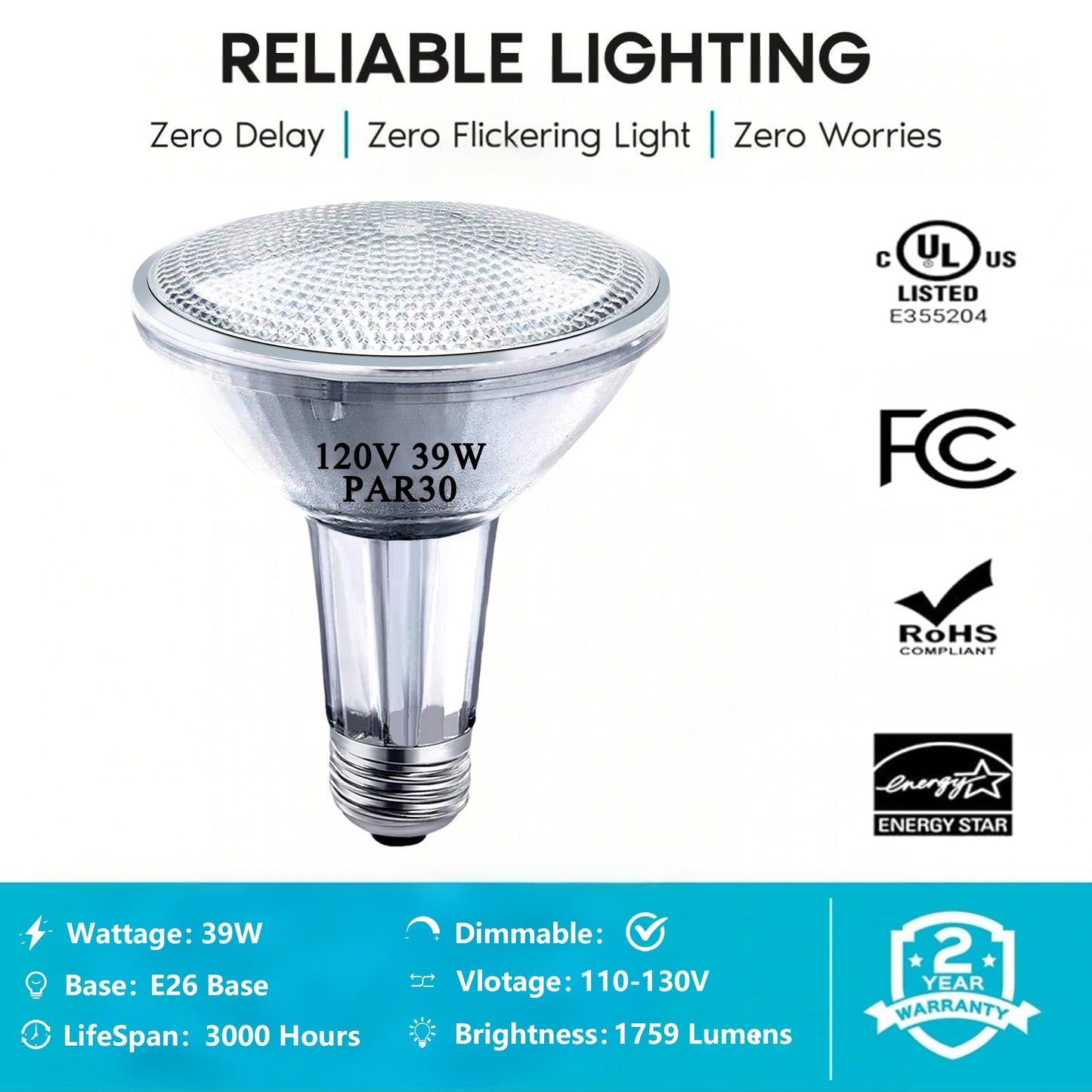 Misdood Par30 Long Neck Halogen Bulbs  120V 39W Par30 Flood Light Bulb  Dimmable  E26 Medium Base  2700K Warm Lighting  3000 Hours For Recessed Light Bulb  6 Pack