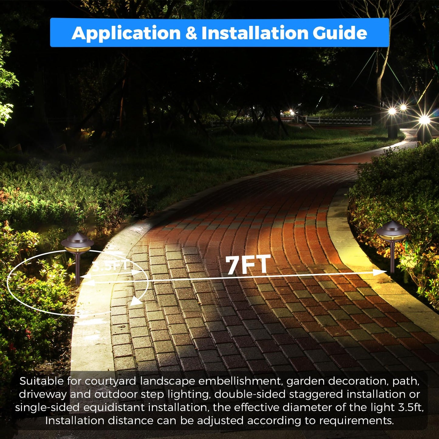 Gardencoin Pagoda Low Voltage Landscape Pathway Lights  12V Outdoor Led Path Lights Wired  Aluminum Walkway Lighting With 4W 2700K Replaceable G4 Bulb  Bronze Classic 2-Tier Lantern  6 Pack