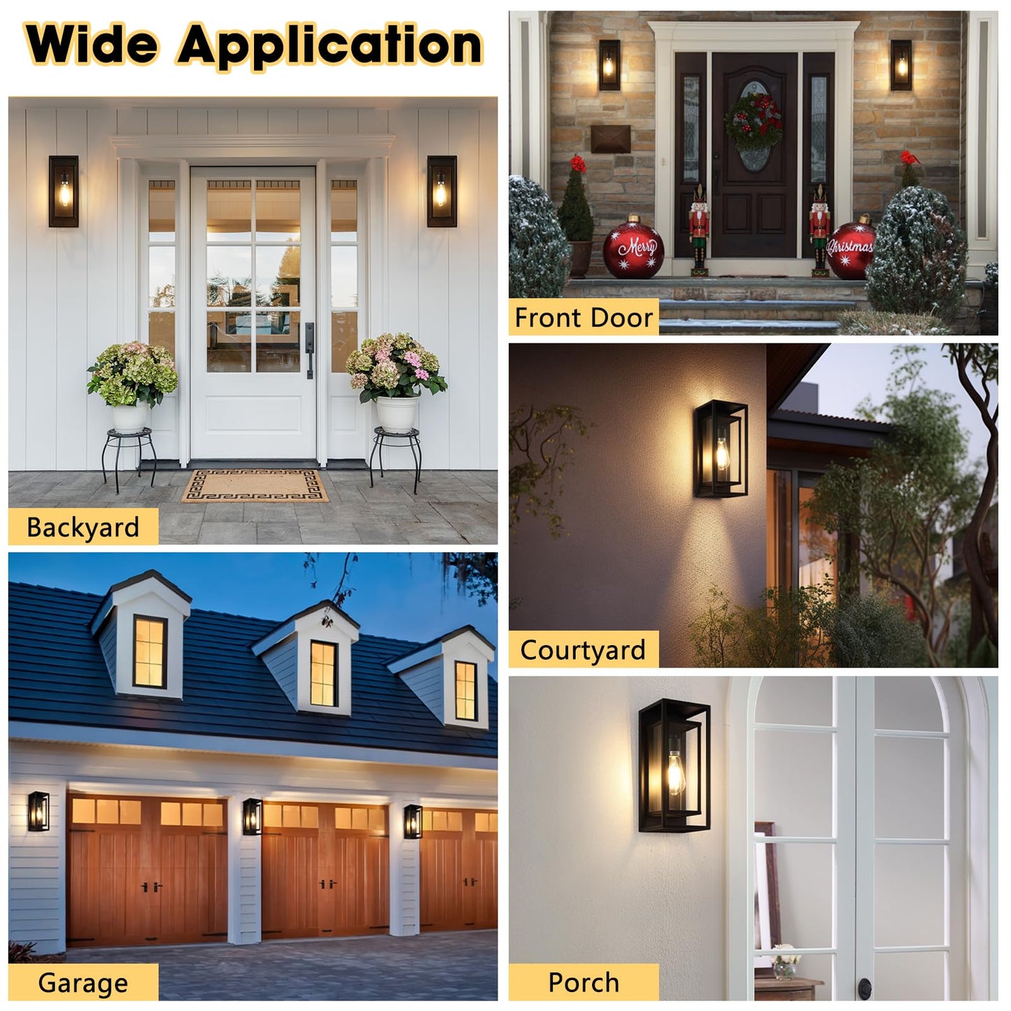 Feanron Outdoor Wall Lantern  Exterior Waterproof Black Porch Lights Wall Mounted  Sconces Wall Lighting With Clear Glass Shade  Anti-Rust 14H Outdoor Wall Lights For Front Door Patio Garage  2-Pack