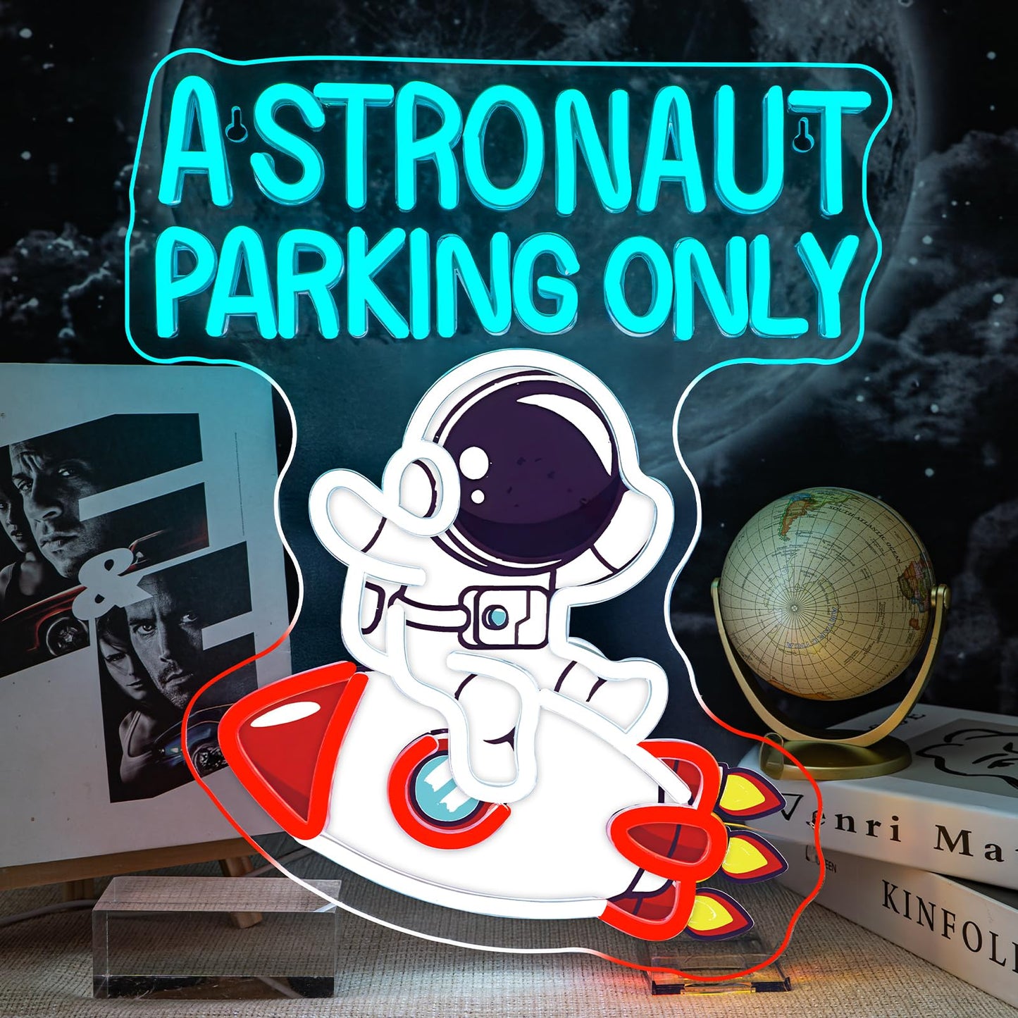 Astronauts Neon Sign Rocket Neon Signs Space Led Lights Wall Decor Astronaut Led Light For Game Room Man Cave Bedroom Kids Room Decoration Great Gift For Astronomy Lovers